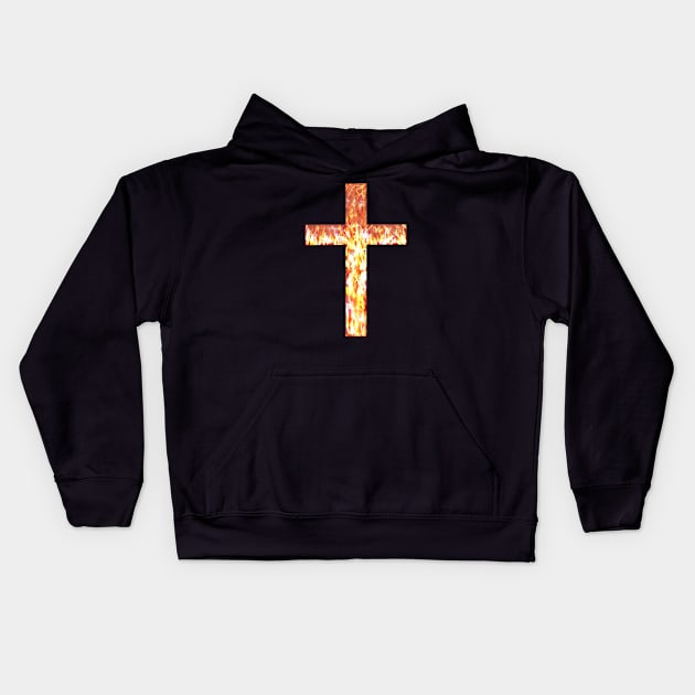 Fire Cross Christian Gift. Kids Hoodie by CreativeJourney